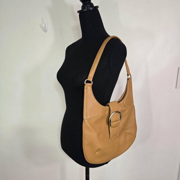 Vintage Guess Shoulder Bag Camel Faux Leather Y2K Ring Hobo Purse - Picture 7 of 11